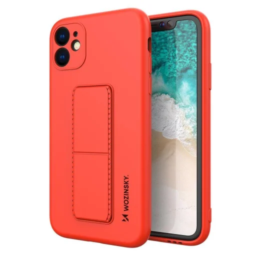Xiaomi Redmi 10X 4G / Xiaomi Redmi Note 9 Wozinsky Kickstand flexibilis szilikon tok piros - 1
