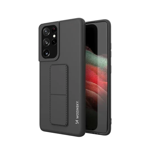 Samsung S21 Ultra Wozinsky Kickstand flexibilis szilikon tok sötétkék - 7