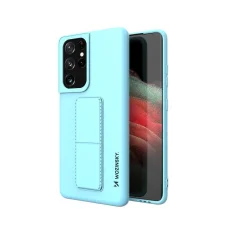Samsung S21 Ultra Wozinsky Kickstand flexibilis szilikon tok világoskék