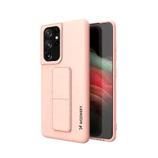 Samsung S21 Ultra Wozinsky Kickstand flexibilis szilikon tok pink
