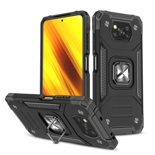 Xiaomi Poco X3 Pro / Poco X3 NFC Wozinsky Ring Armor Case Kickstand telefontok fekete - 1