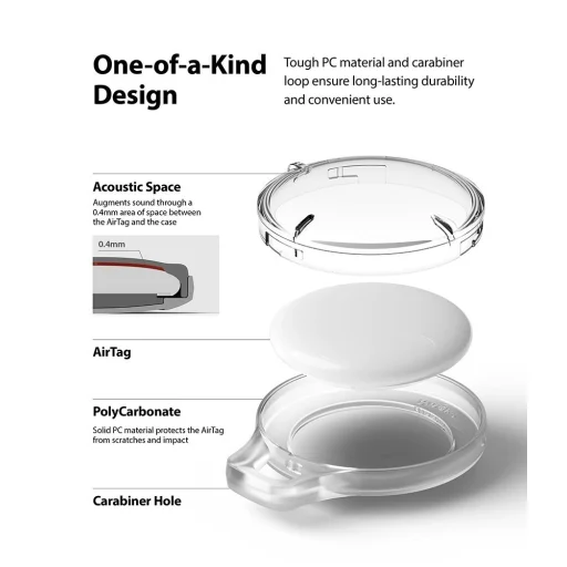 Ringke Slim Apple AirTag átlátszó tok több színnel és karabinerrel 4x Multipack - 9