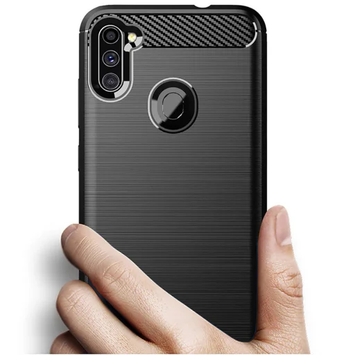 Samsung Galaxy M11 Armored szénszál mintájú TPU tok fekete - 4