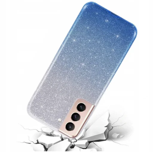 Samsung Galaxy S21+ Plus Glitter flitteres tok ezüst / kék - 3