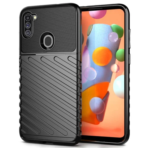 Samsung Galaxy M11 Thunder fokozott védelmet biztosító flexibilis TPU tok fekete - 1