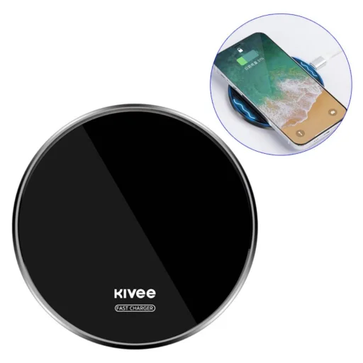 Kivee Vezeték nélküli gyorstöltő 15W fekete (KV-WS08) - 1