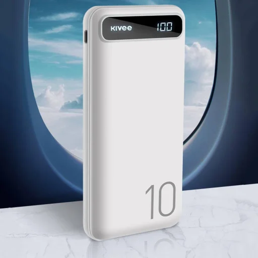 Kivee 10000mAh powerbank USB + Micro USB + USB-C fehér (KV-PT18P) - 3