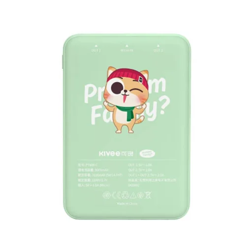 Kivee Powerbank 5000mAh USB + Micro USB Cat, zöld - 3