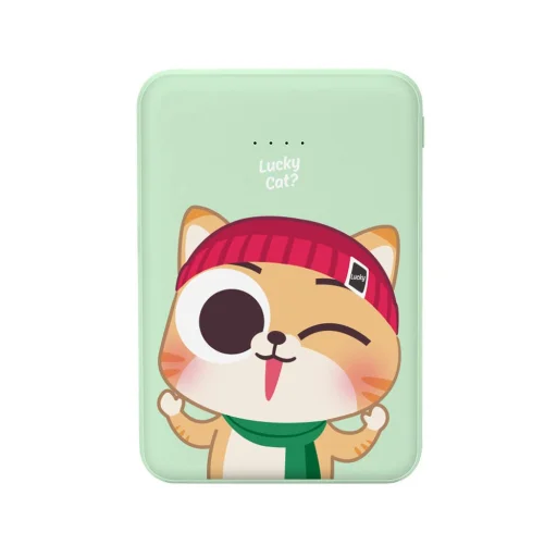 Kivee Powerbank 5000mAh USB + Micro USB Cat, zöld - 1