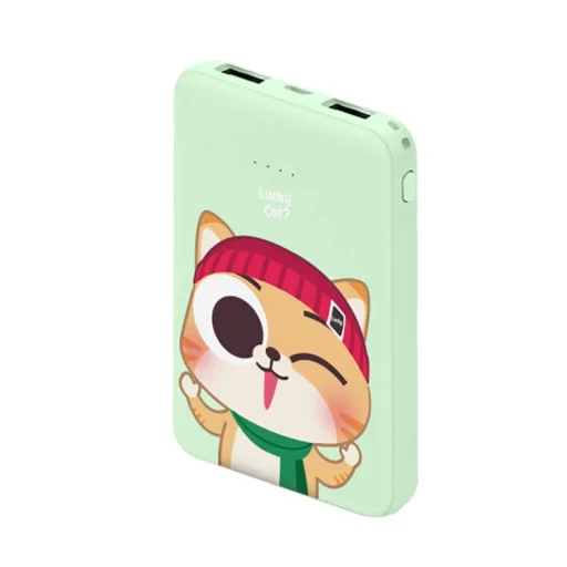 Kivee Powerbank 5000mAh USB + Micro USB Cat, zöld - 2