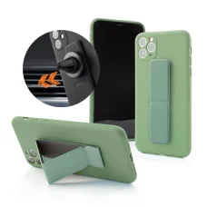 Samsung A72 5G Mágnesezhető szilikon tok hátlapi felragasztható támasztékkal zöld