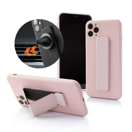 Samsung A32 5G Mágnesezhető szilikon tok hátlapi felragasztható támasztékkal pink - 1