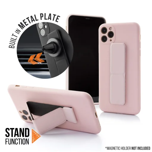 Samsung A32 5G Mágnesezhető szilikon tok hátlapi felragasztható támasztékkal pink - 2