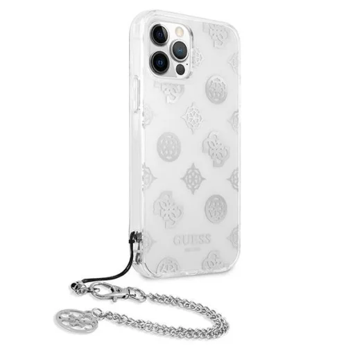 iPhone 12 Pro Max Guess GUHCP12LKSPESI Peony Chain tok lánccal ezüst / átlátszó - 2