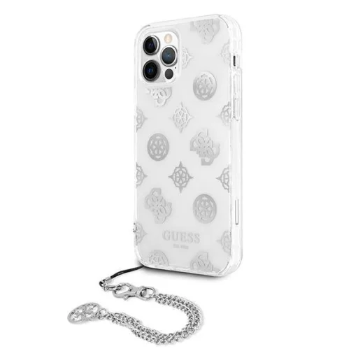 iPhone 12 Pro Max Guess GUHCP12LKSPESI Peony Chain tok lánccal ezüst / átlátszó - 3