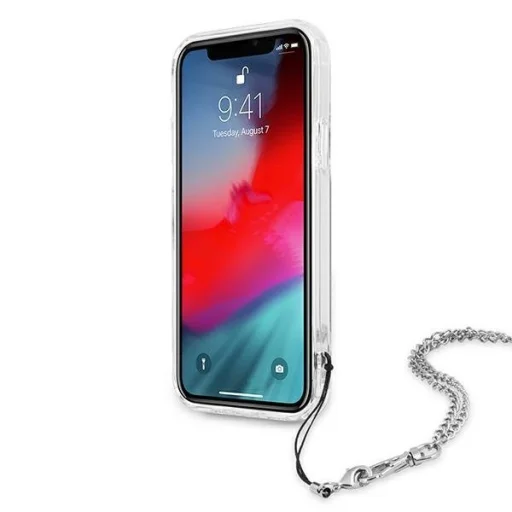 iPhone 12 Pro Max Guess GUHCP12LKSPESI Peony Chain tok lánccal ezüst / átlátszó - 4
