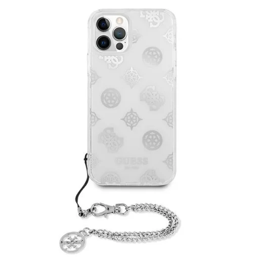 iPhone 12 Pro Max Guess GUHCP12LKSPESI Peony Chain tok lánccal ezüst / átlátszó - 1