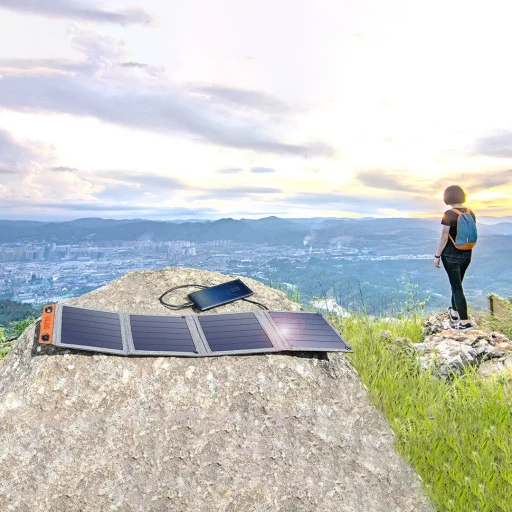 Choetech Hordozható napelemes töltő 14W - USB 5V / 2.4A szürke (SC004) - 8