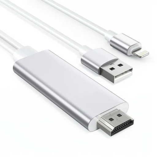Choetech Lightning - HDMi átalakító adapter USB csatlakozóval 1.8m fehér (LH0020) - 2