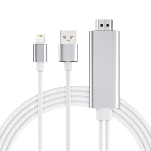 Choetech Lightning - HDMi átalakító adapter USB csatlakozóval 1.8m fehér (LH0020) - 1