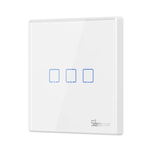 Sonoff T2EU3C-RF Három csatornás érintős villanykapcsoló Wi-Fi 433MHz Vezeték nélküli RF távirányító fehér (M0802030011) - 1