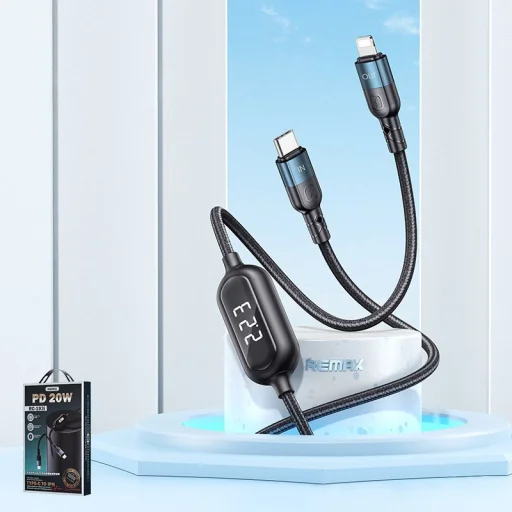 Remax Litxn USB Type-C - Lightning kábel 20W PD áramerősség kijelzéssel 1m fekete (RC-193i) - 3