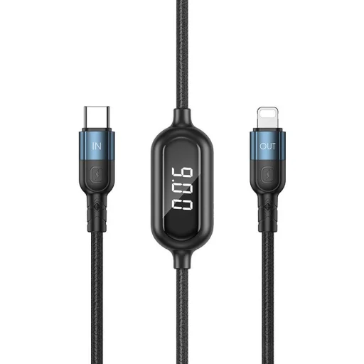 Remax Litxn USB Type-C - Lightning kábel 20W PD áramerősség kijelzéssel 1m fekete (RC-193i) - 1