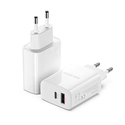 Dux Ducis Hálózati töltő adapter USB és USB Type-C PD 20W, QC 18W fehér - 2