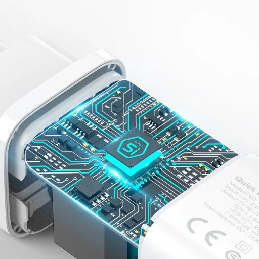 Dux Ducis PPS Super Si Hálózati töltő adapter USB és USB Type-C PD 30W, QC 18W fehér (C80) - 6