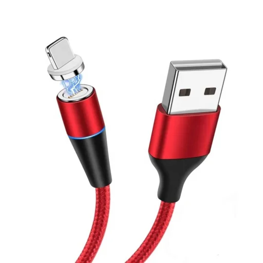 Mágneses USB - Lightning kábel 3A 1m piros - 1