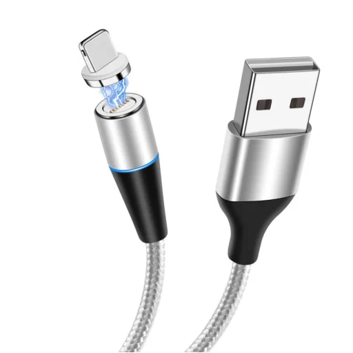 Mágneses USB - Lightning kábel 3A 1m ezüst - 1