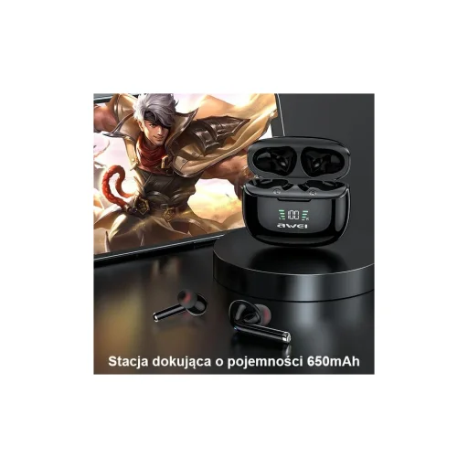 Awei TA8 TWS Vezeték nélküli bluetooth 5.2 fülhallgató fekete - 6
