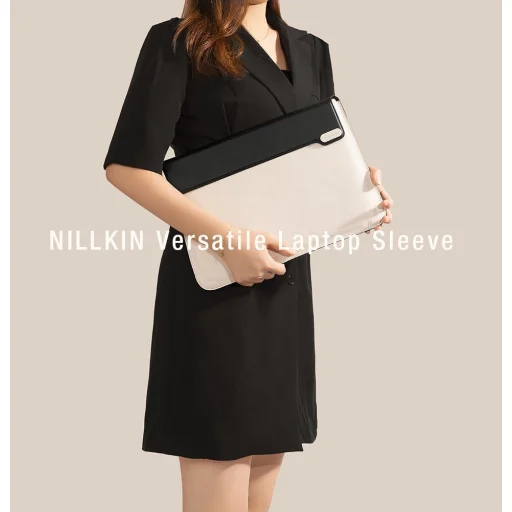 Nillkin Versatile laptop sleeve, táska 14'' 3in1 kihajtható támasszal és egérpaddal fekete/fehér - Vízszintes - 7