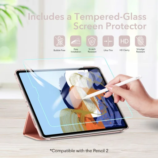 iPad Pro 11 2021 ESR Ascend Trifold + Kijelzővédő üveg Rose Gold - 10