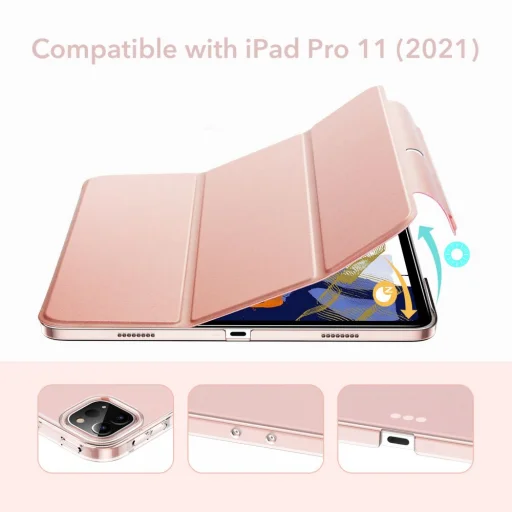 iPad Pro 11 2021 ESR Ascend Trifold + Kijelzővédő üveg Rose Gold - 2