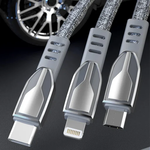 Dudao USB - Micro USB Zinc Alloy 5A 1m USB kábel szürke (L3PROM) - 4