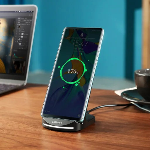 Ugreen Vezeték nélküli Qi gyorstöltő 10W + USB - Type-C kábel fekete (60228 ED025) - 6