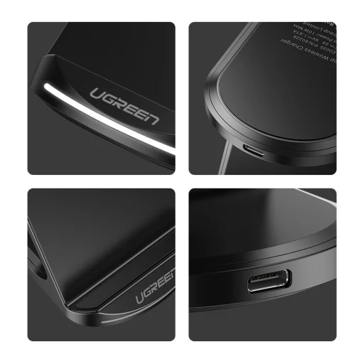 Ugreen Vezeték nélküli Qi gyorstöltő 10W + USB - Type-C kábel fekete (60228 ED025) - 8