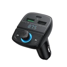 Ugreen FM Transmitter Bluetooth 5.0 és autós telefon töltő 3xUSB, TF, SD kártyaolvasó 4.8A fekete (CD229)