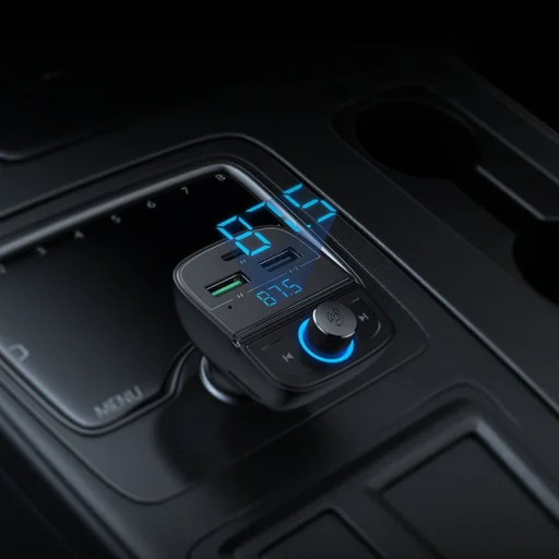 Ugreen FM Transmitter Bluetooth 5.0 és autós telefon töltő 3xUSB, TF, SD kártyaolvasó 4.8A fekete (CD229) - 7