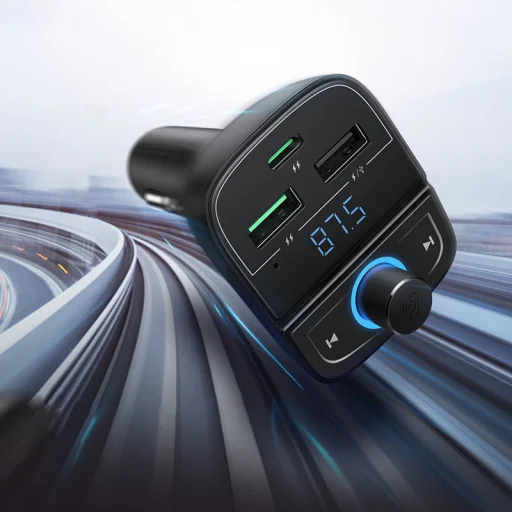 Ugreen FM Transmitter Bluetooth 5.0 és autós telefon töltő 3xUSB, TF, SD kártyaolvasó 4.8A fekete (CD229) - 3