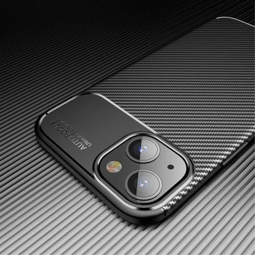 iPhone 13 Armored szénszál mintájú TPU tok kék - 12