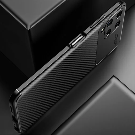 Samsung Galaxy A22 4G Armored szénszál mintájú TPU tok fekete - 8