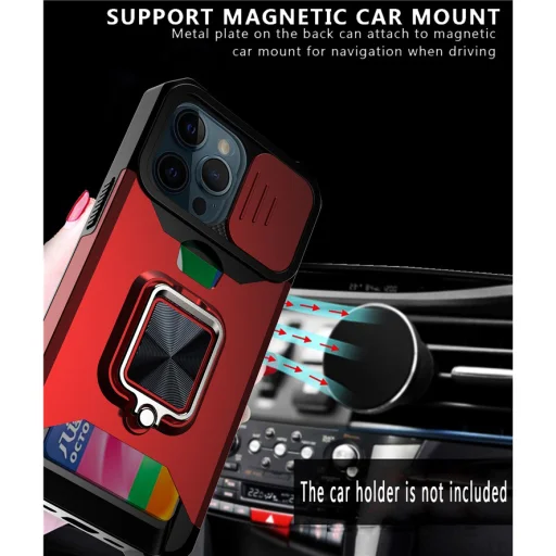 Samsung A72 Ring Armor tok kameralencse védővel, kihajtható támasszal, kártyatartóval piros (sam-a72-ring-armor-red) - 3