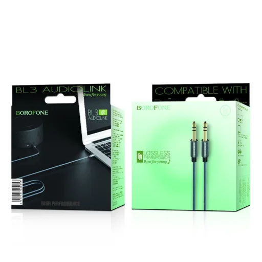 Borofone BL3 3.5mm - 3.5mm audio mini jack kábel 1m sötétszürke  - 2
