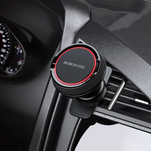 Borofone BH12 Univerzális mágneses autós telefontartó szellőzőre fekete/piros - 6