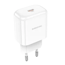 Borofone BN3 Hálózati USB töltő USB Type-C QC 3.0 PD 2.0 20W fehér