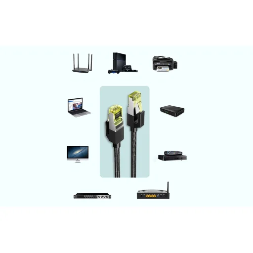 UGREEN NW150 fonott hálózati kábel, Ethernet RJ45, Cat.7, F/FTP, 1m (fekete) - 4