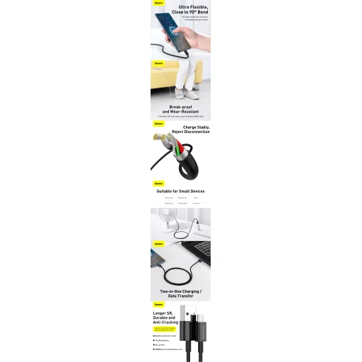 Baseus Superior Series USB - micro USB gyorstöltő adatkábel 2A 1m fekete (CAMYS-01) - 7