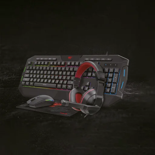 Havit KB501CM 4 az 1-ben Gamer készlet vezetékes billentyűzet, fejhallgató, egér és egérpad, angol nyelvű - 5